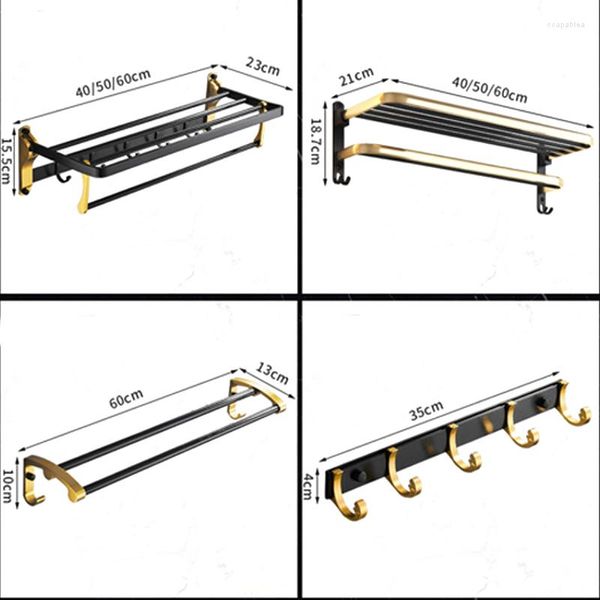 Acessório de banho Conjunto de acessórios de banheiro desconto banheiros helinums prateleira de alumínio parede de rack de penduramento grátis Light Light Luxury Style Storage