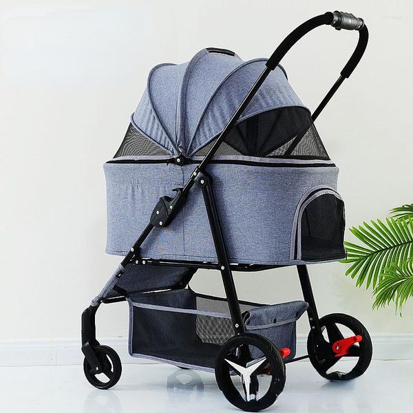 Hunde-Autositzbezüge, luxuriöser Haustierwagen, Trolley, Träger, Kinderwagen, atmungsaktiv, für Reisen, Outdoor, Kinderwagen, Trennung, vierrädriges Falten