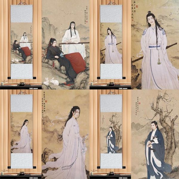 Forniture per feste 30cm 80cm The Untamed Wei Wuxian Lan Wangji Poster stampato Immagine di scorrimento Cosplay Prop Decorazione da parete per donna Uomo Regalo 1 pz