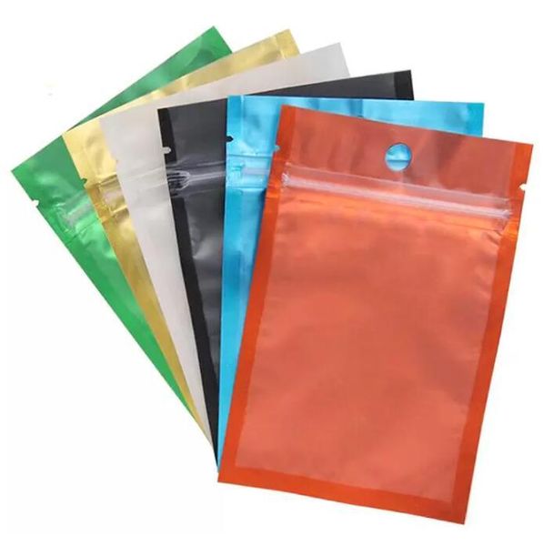 Sacchetti per imballaggio Busta in Mylar da 100 pezzi Busta richiudibile colorata Busta frontale in plastica trasparente per imballaggio di caramelle Sigillatura a caldo piatta