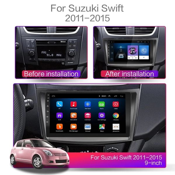 Sistema di navigazione GPS per intrattenimento video per auto per SUZUKI SWIFT Ertiga 2016-4 Core Android 16G BT WIFi Lettore audio