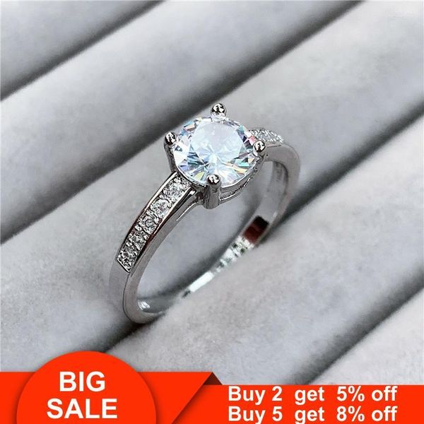 Cluster Rings Solitaire Ring Ring Real Silver Color Cz Обручальные обручальные козы