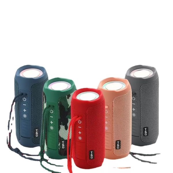 Alto -falantes sem fio TG227 Bluetooth Alto -falantes sem fio LED 1200mAh Impermeável Dual Bass Boombox Aux TF BT Usb Alto -falante