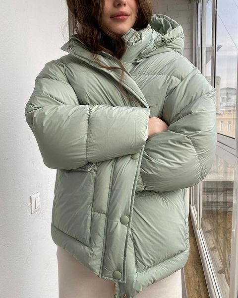 Женские траншеи Coats Zeli Зимний хлопчатобумажный лайнер с капюшоном Parkas Женщины 2022 Утолщенная теплая пуховика