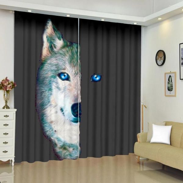 Занавес волчья обработка занавески животных декор спальни декорирование детей лечение Blackout 2 панели обычай