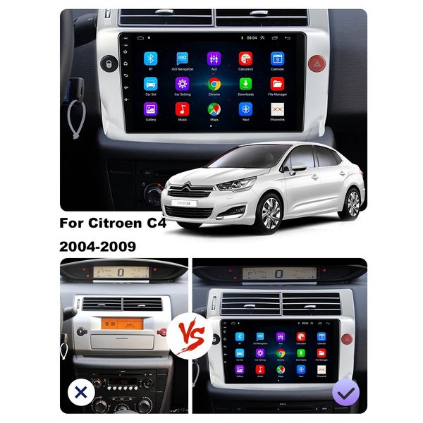 9 polegadas de tela de toque de tela de vídeo UNIDADE DE RÁDIO DE RÁDIO PARA CITROEN C-QATRE 2008-2011 MP3 MP4 Player TV Amplificador USB GPS Mapa GRATUITO