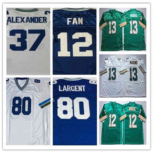 Wskt Herren Vintage Ncaa Fußballtrikot 13 Dan Marino 37 Shaun Alexander 80 Steve Largent 12 Fan 12 Bob Griese 39 Larry Csonka Cortez Kennedy