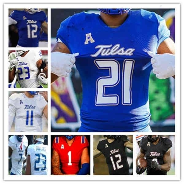 WSKT Custom College Tulsa Golden Hurricane Futebol Jersey Davis Brin Shamari Brooks Anthony Watkins Den￩rico Pr￭ncipe Steven Anderson Josh Johnson