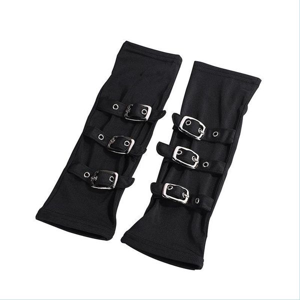 Fünf-Finger-Handschuhe, Steampunk, Unisex, angeschnallt, Bondage-Armstulpen, Handschuhe mit Metallschnallenriemen, Damen, Schwarz, Gothic, Dhseller2010 Dhkrv