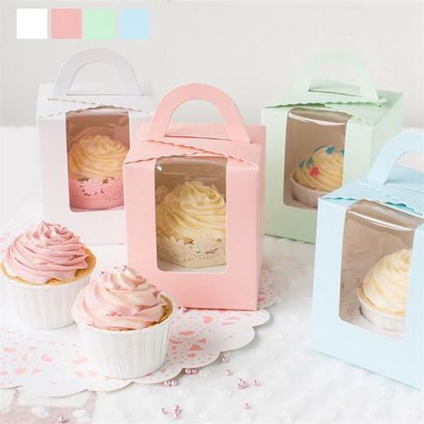 Geschenkverpackung 20 Stück süße Mini-Keks-Süßigkeitsbox, einzelne Muffin-Box, tragbare Fenster-Cupcake-Box, Mousse-Schlamm-Pudding-Flasche, Verpackung, Tasse, Geschenk 220922