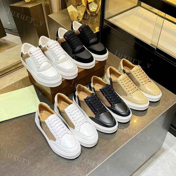 Diseñador de zapatos casuales Vintage Check Cotton Sneakers Luxury Men Sneaker Mujer Casa Zapatos a rayas Zapatillas con cordones Plataforma con tamaño de caja 38-45