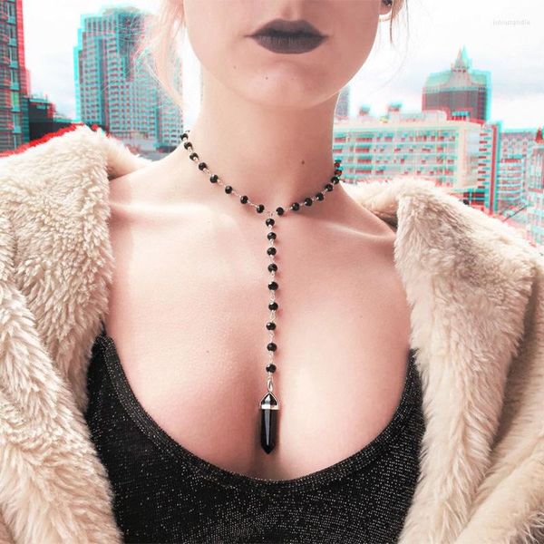 Kolye Kolyeleri Othic Rosary Quartz Kolye Ceza Cadı Goth Rave Festival Pastel Grunge