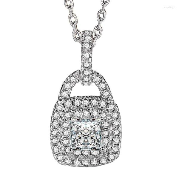 Medaglioni in argento sterling 925 con diamanti brillanti, collana con ciondolo di lusso per catena a maglie da donna, regali romantici di alta gioielleria