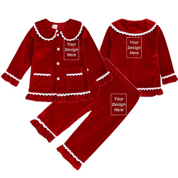 Pijamas Crianças Crianças Crianças Família Família Natal Golden Velvet Pijamas Red Boy Girl Dress Match Roupas Costume personalizado de Natal 220922