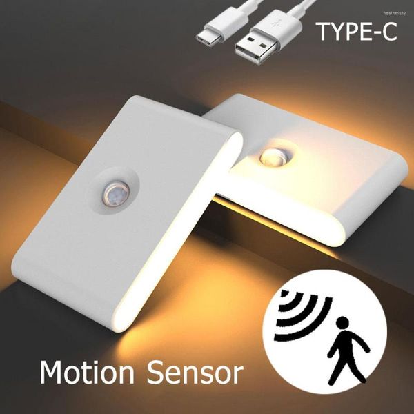 Luzes noturnas Sensor de movimento LED Zoyaloo Inductie humana USB Carrega por baixo verlichting keukenkast slaapkamer gangue lâmpada