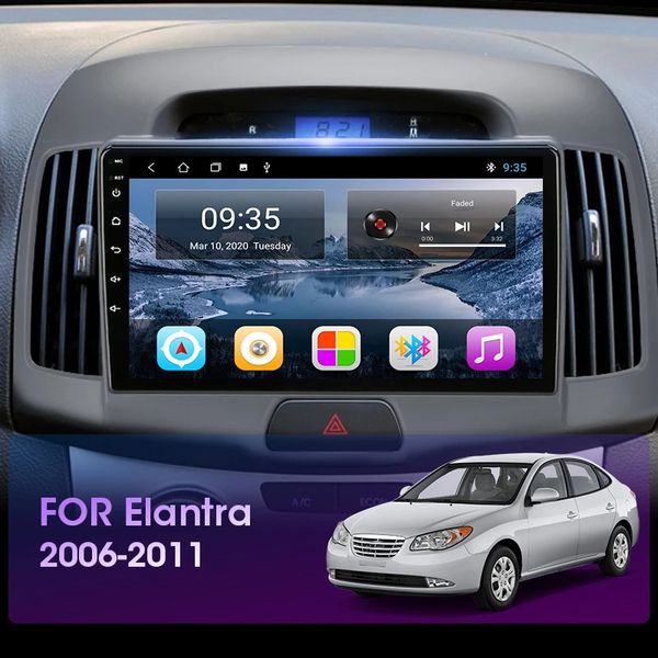 Sistema di navigazione GPS per auto Android 10.0 da 9 pollici per lettore Dvd HYUNDAI ELANTRA 2007-2010