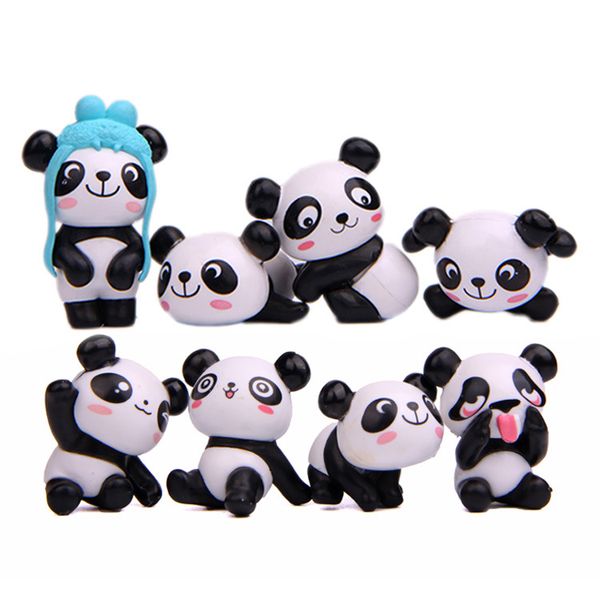 8 Stück Panda Anime Actionfiguren PVC Minifiguren Kinderspielzeug Kuchendeckel Dekorationen 3–4,3 cm hoch