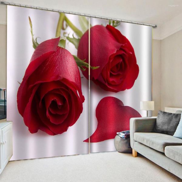 Tenda Beautiful Po Fashion Tende 3D personalizzate Red Rose Blackout Soggiorno Camera da letto