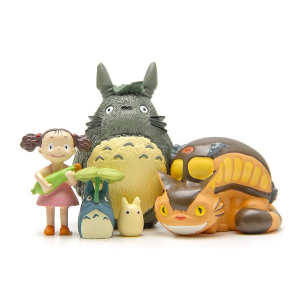 5 Stück Totoro Anime Film Actionfiguren May Oh Chuu Chibi Bus Katze Harz Mini Figuren Spielzeug Artwares 1,2–6 cm/0,5–2,4 Zoll hoch