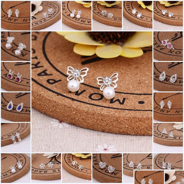 Stud 45 Styles Creative Ear Studs Fashion Snowflake Beer Crystal Rhinestone Pearl Brincos Novos entrega 2021 Jóias DHSELLER2010 DHIUY