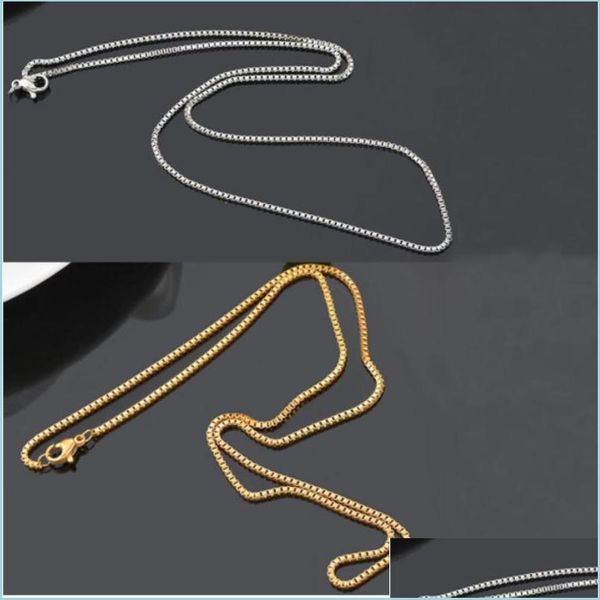 Catene Catena Di Moda Catene D'oro 18K Collana Di Argento Placcato Puro Gioielli Lunghi Per Bambini Ragazzo Ragazze Donna Uomo 1Mm 2 Dhseller2010 Dhht1