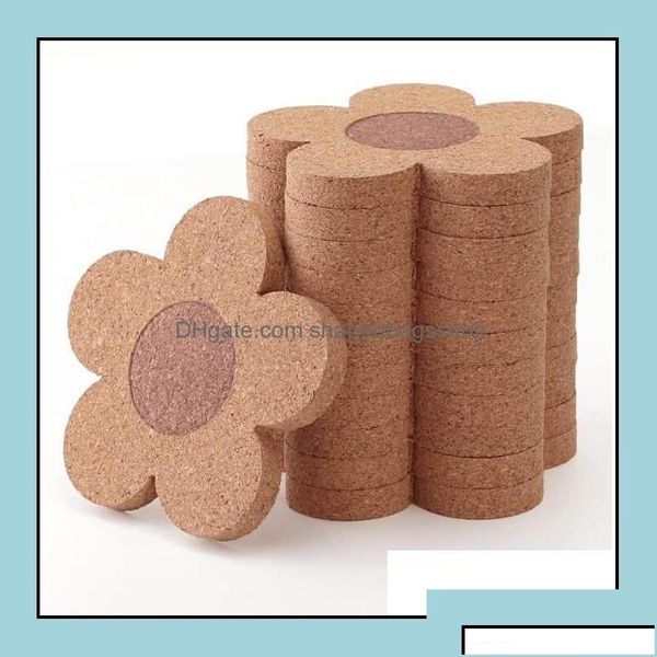 MATS PADS Acessórios de decoração de mesa Cozinha Bar Garden Home Ll Cork Coasters Drinks Reutiliza Coaster Natura Ot8SA