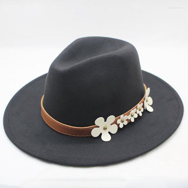 Beralar Sonbahar Kış Geniş Sebir Fedora Erkekler Kahverengi Caz ​​Şapkası Düz ​​Keçe Kapı Trilby Yün Bowler Şapkaları Kadınlar Yahudi