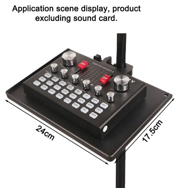 24 x 17,5 cm Soundkarten-Tablett, Handy-Ständer, Clip-Klemme, 1/4 Zoll Gewinde, Live-Mikrofon, Kunststoff-Ständer, passend für Stativhalterung