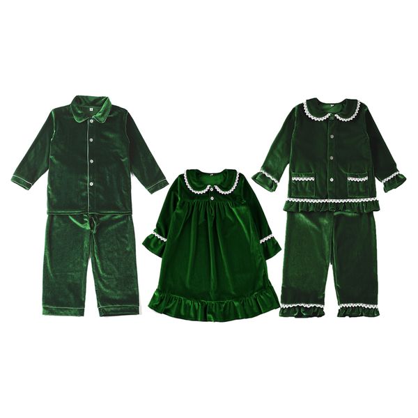 Pyjamas Pyjamas Kinder Großhandel Kinder Kleidung Blank Nachtwäsche Baumwolle Pyjama Weihnachten Rüschen Rüschen Kleinkind Mädchen Velour Set 220922