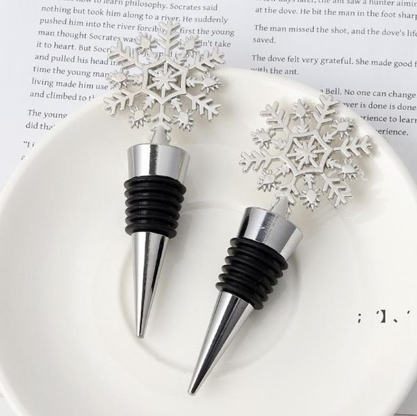 Bar Tools Winter-Hochzeitsbevorzugungen Silberfarbener Schneeflocken-Weinverschluss mit einfachem Paket Weihnachtsfeier-Dekorationen GCB15665