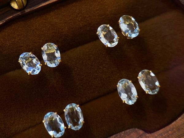 220913091 Diamondbox dimaond sapphire Orecchini gioielli orecchini a bottone ovali 0.7ct acquamarina au750 oro giallo ogni giorno deve avere un'idea regalo elegante