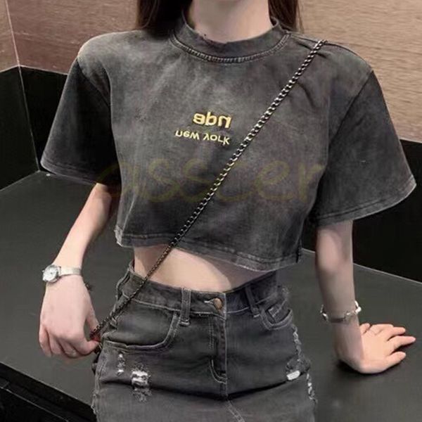 Neue Damenmode Crop Tops Damen Designer Kurzarm T-Shirts Freizeit Streetwear Kleidung Asiatische Größe S-L