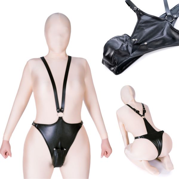 Slips Höschen Fetisch Leder Tanga mit Schwänze Hodensacktasche Erotik Open Penis Beutel BDSM Bondage Herren Schwanz Käfig Keuschheit Slant SM Sexy Unterwäsche 220922