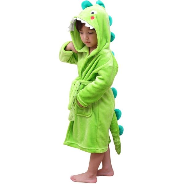 Toalhas Rúsicas de toalhas Lolanta Crianças Plexhed Capeled Robe de flanela de dinossauro Robe de lã para meninos Meninas Vestido de roupas de dormir Gift 220922