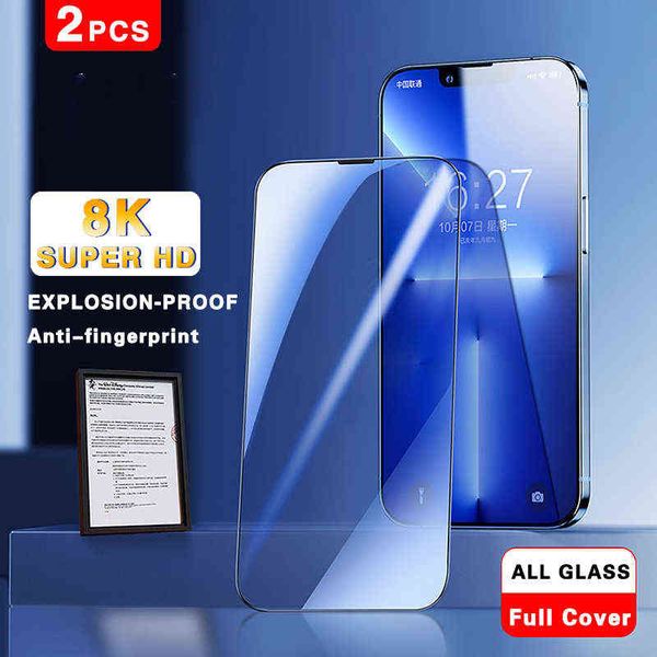 Cep Telefonu Ekran Koruyucular 8K Süper HD Temperli Cam Koruyucu Cam İPhone 13 12 11 14 Pro Max XR XS Mini Ekran Koruyucu Patlama geçirmez Film T220921