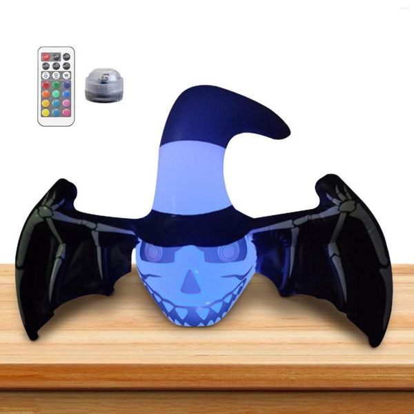 Decoração de partidos Halloween Bat inflável 3 pés azul com enormes asas pretas morcegos luzes LED Light-up Bloods