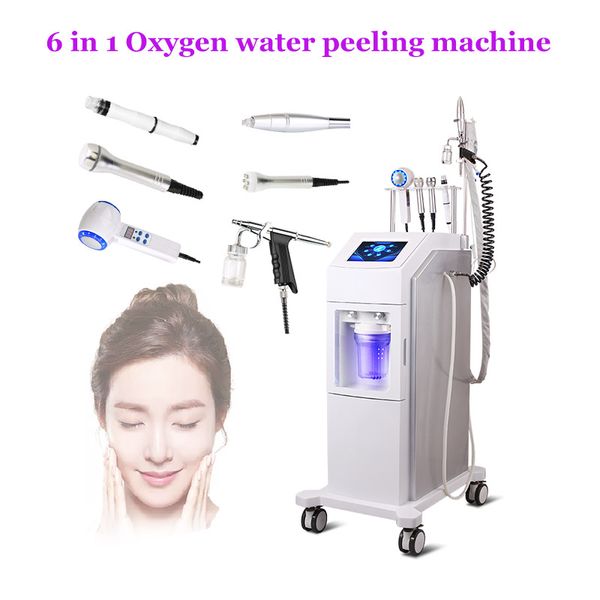 6 EM 1 H2O Dermoabrasão hydarFacial Machine Aqua Face Clean Microdermoabrasão Equipamento Profissional de Oxigênio Facial Crystal Diamond Water Peeling