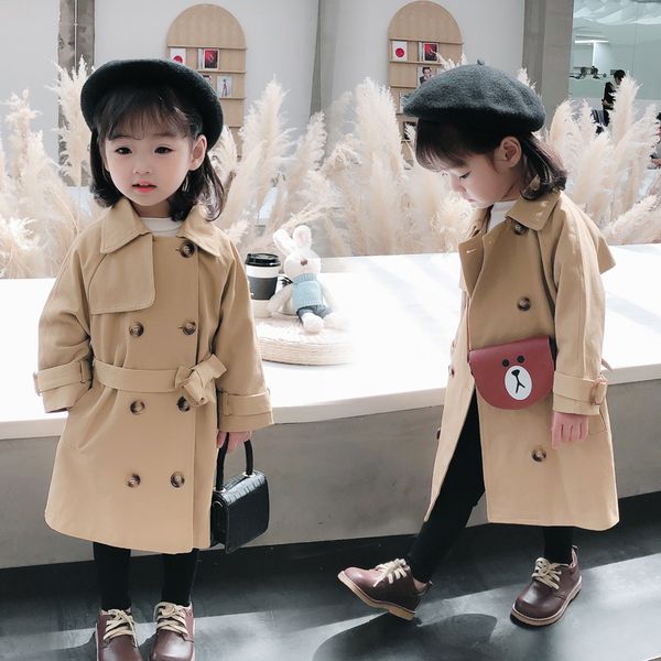 Boutique Autunno Moda Bambini Ragazza Trench lungo Bambino Capispalla per bambini Abbigliamento per bambini Giacca a vento stile Inghilterra 20220922 E3