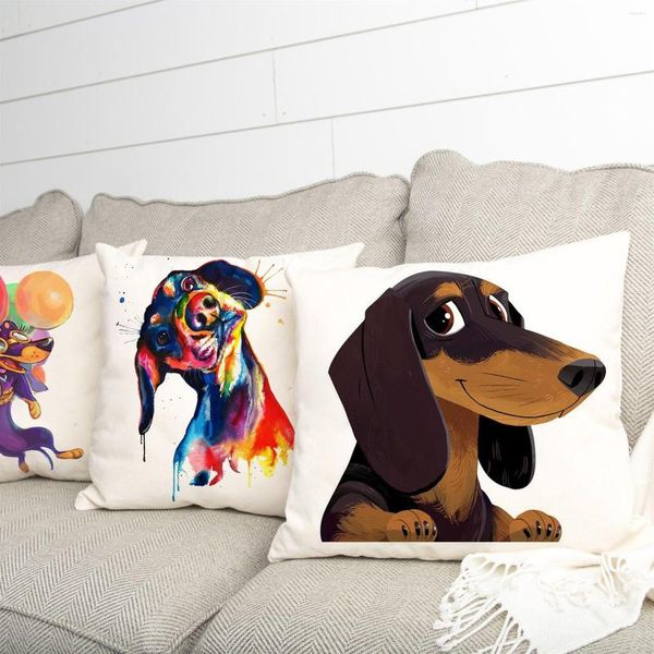 Travesseiro dachshunds arte capa amor coração salsicha cachorro quarto sofá de sala de estar de estar decorativa 45x45