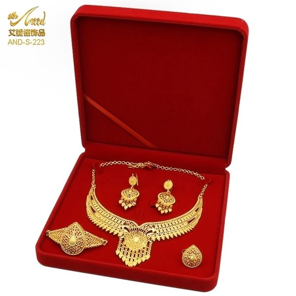 ANIID Dubai vergoldetes Schmuckset für Frauen, indischer Ohrring und Halskette, Nigeria, marokkanisches Brautaccessoire, Hochzeitsarmband, Geschenke 220922