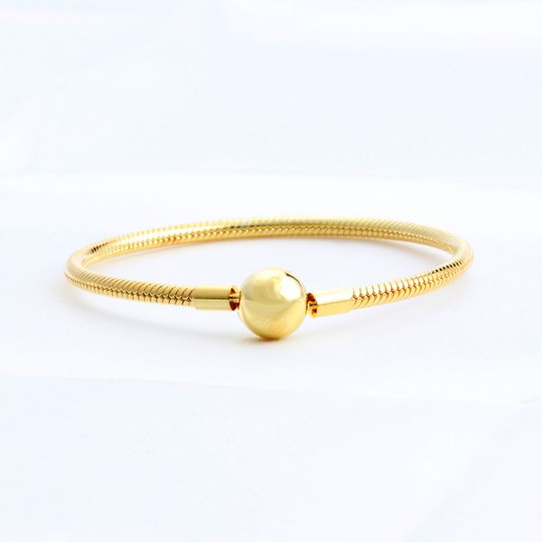 Желто -золото, покрытая змеиной цепью, браслеты стерлинговые серебряные женские ювелирные украшения для вечеринок с оригинальной коробкой для браслетов ручной цепи Pandora