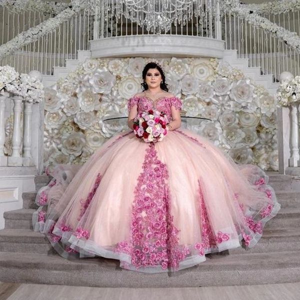 2023 elegantes doces 16 vestidos quinceanera com mi￧angas florais Charro Mexican Girls Birthday Use vestidos de 15 Anos