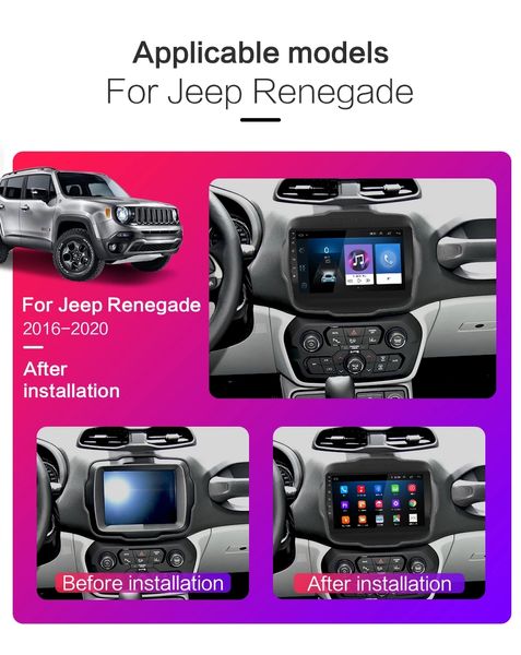 Bluetooth WiFi ile Android 9 inç Araba Video Radyo MP3/MP4 Oyuncu Oyuncu GPS Navigasyon Jeep Renegade-2016