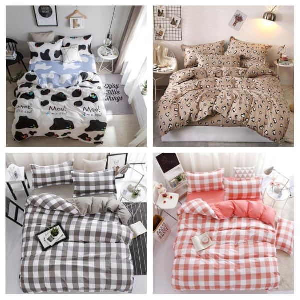 Bedding conjuntos de cama desenho animado vaca estampada infantil garoto cover de edredão adulto lençóis de cama e travesseiros Conjunto de edredom