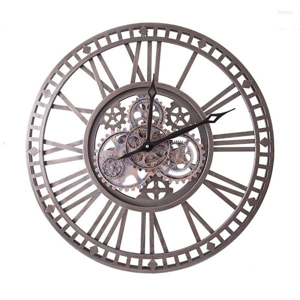 Relógios de parede metal retro silencioso decoração de casa americana relógios criativos decoração de sala de estar equipamento de estilo industrial