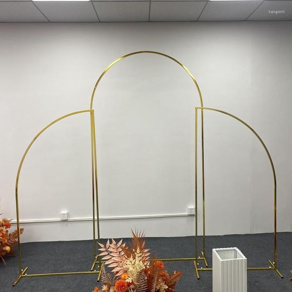 Decorazione per feste 3 pezzi Supporto per fiori geometrico in ferro battuto con arco dorato da matrimonio con cornice per fondale in tessuto elasticizzato Personalizza