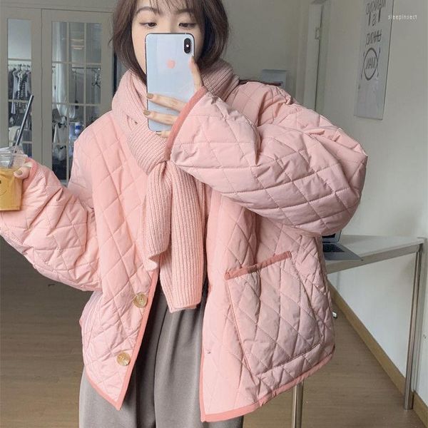 Frauen-Grabenmäntel Winter Feste Lammwolle Patchwork Frauen Koreanische Mode Rosa Dicke Jacke Weibliche Casual Wolle Liner Einreiher Parka