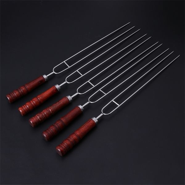 BBQ Tools Accessoires 5pcs Röstengabeln mit Bag Camping Hundspieß tragbares Grill Outdoor Tool DLS Barbecue Grill Accessoires 220921