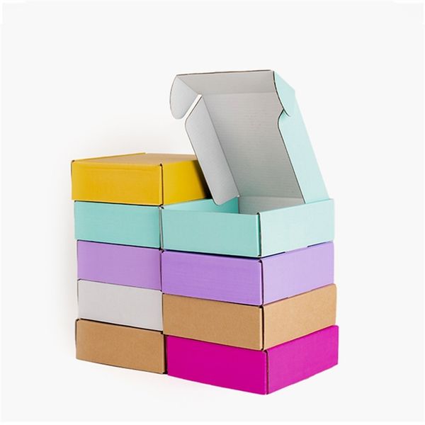 Geschenkverpackung 10PCSKraft Carton Color Packing Carton Small Gift Mailing Box Perücke Blank 3Layer Wellblecher benutzerdefinierter Druck 220922