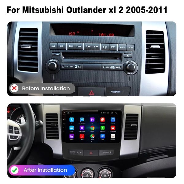 Auto-Videoradio, Android, unterstützt USB, TF, IR, mehrsprachige Bluetooth- und WiFi-GPS-Navigation für Mitsubishi Outlander